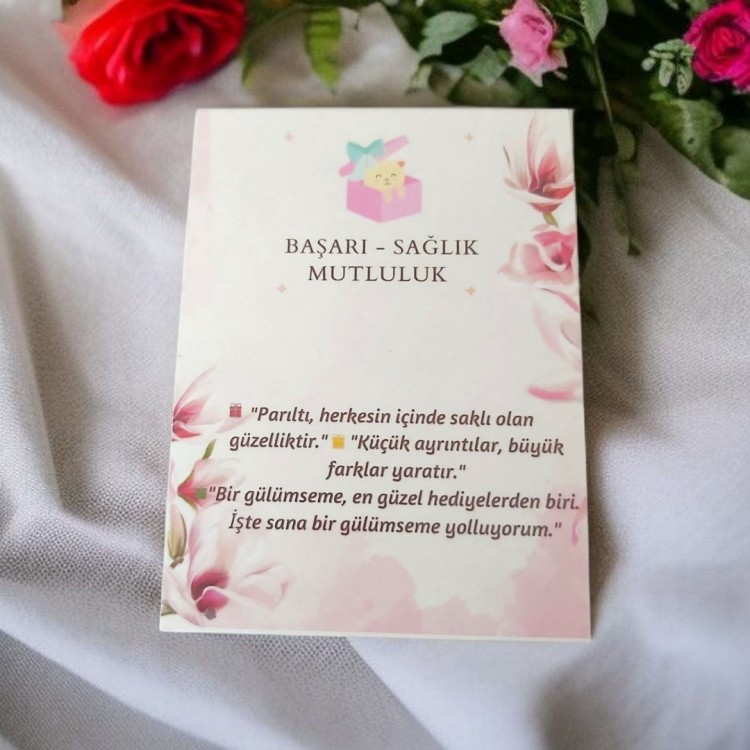 Başarı - Sağlık - Mutluluk Temalı Takı Kartı - Poşet ile Birlikte Başarı - Sağlık - Mutluluk Temalı Takı Kartı - Poşet ile Birlikte