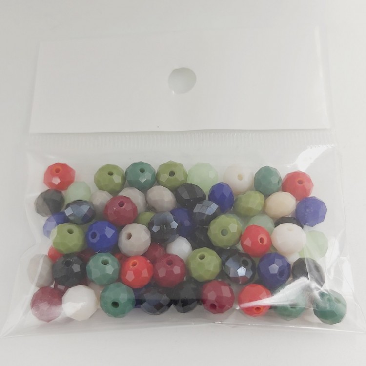 Kristal Boncuk 8 mm Karışık Renk 1 Paket 72 adet Boncuk