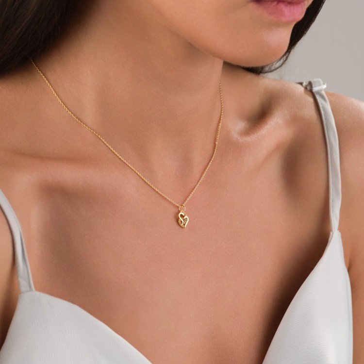 Minimal Kalp Tasarım Taşlı Çelik Kolye, Toptan Kadın Takı | Gold Renk Minimal Kalp Tasarım Taşlı Çelik Kolye, Toptan Kadın Takı | Gold Renk