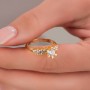 Kadınlara Özel Toptan Tek Taş Çelik Yüzük, Zirkon Taşlı Altın Kaplama | 18 Numara / 19 mm
