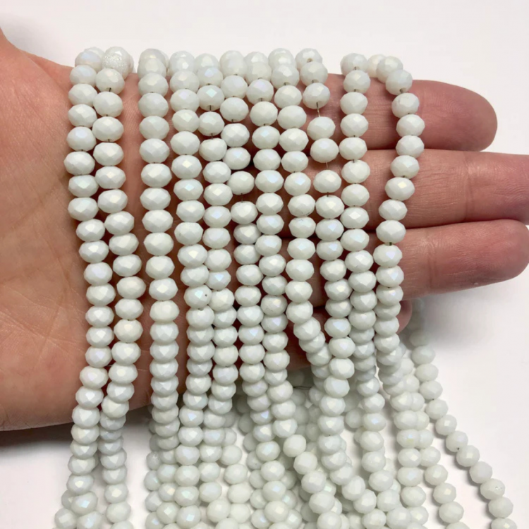 Kristal Boncuk 6 mm Beyaz Renk