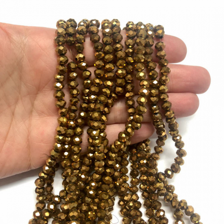 Kristal Boncuk 6 mm Gold Renk Kristal Boncuk 6 mm Gold Renk