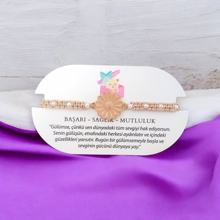 Pudra Renkli İncili Makrome Bileklik -Toptan Bayan Takı Pudra Renkli İncili Makrome Bileklik -Toptan Bayan Takı