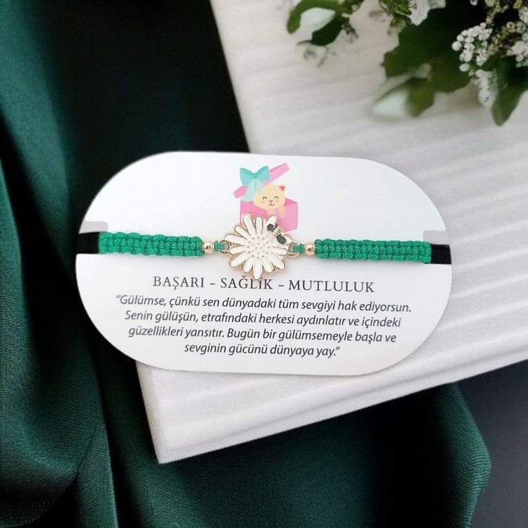 Yeşil Renkli Arılı Papatya Makrome Bileklik | Makrome Bileklik Üreticisi Yeşil Renkli Arılı Papatya Makrome Bileklik | Makrome Bileklik Üreticisi