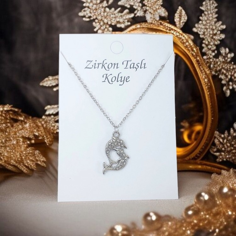 Zirkon Göz Kolye, Rose Renk Toptan Kararmaz Bijuteri Takı