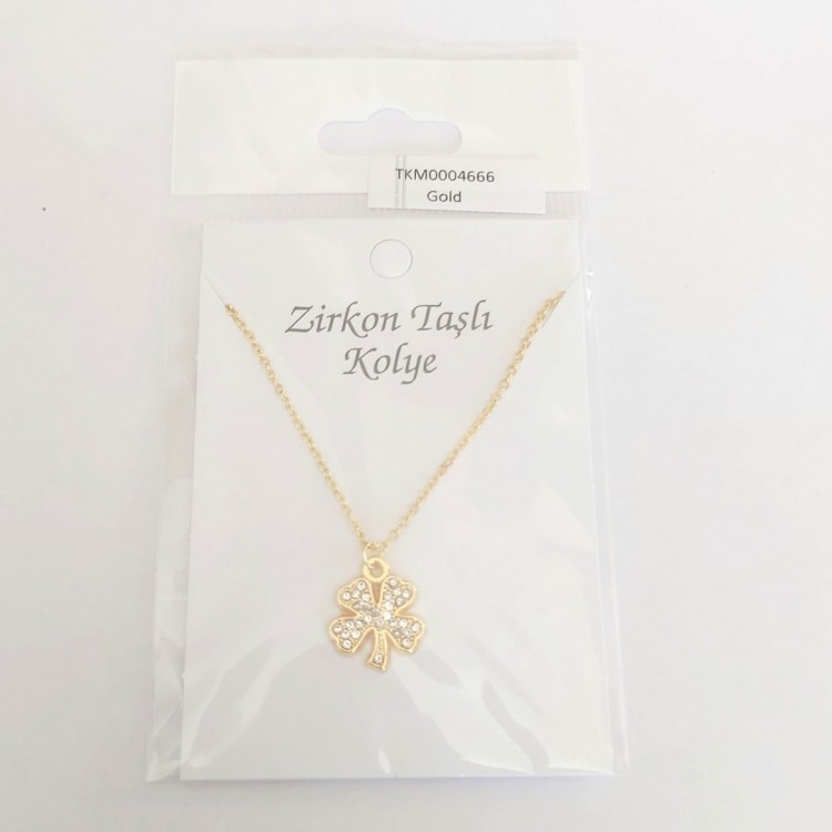 Yonca Tasarım Şans Kolyesi, Gold Kaplama Kararmaz Takı | Toptan Bijuteri Takı İmalatçısı