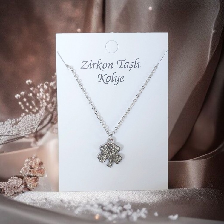Yonca Tasarım Şans Kolyesi, GümüşKaplama Kararmaz Takı | Toptan Bijuteri Takı İmalatçısı