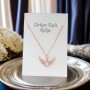 Tek Taşlı Melek Kanadı Kolye | Zirkon Taşlı Rose Kaplama Toptan Bijuteri Kolye