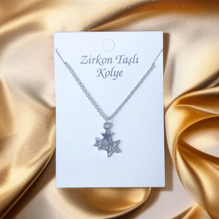 Yıldız Figürlü Zirkon Kolye, GümüşKaplama | Toptan Bayan Takı Yıldız Figürlü Zirkon Kolye, GümüşKaplama | Toptan Bayan Takı