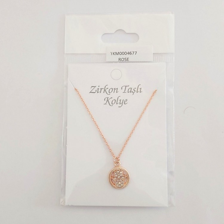 Fatma Ana Eli Kolye | Zirkon Taşlı Rose Kaplama Toptan Bijuteri Kolye Fatma Ana Eli Kolye | Zirkon Taşlı Rose Kaplama Toptan Bijuteri Kolye