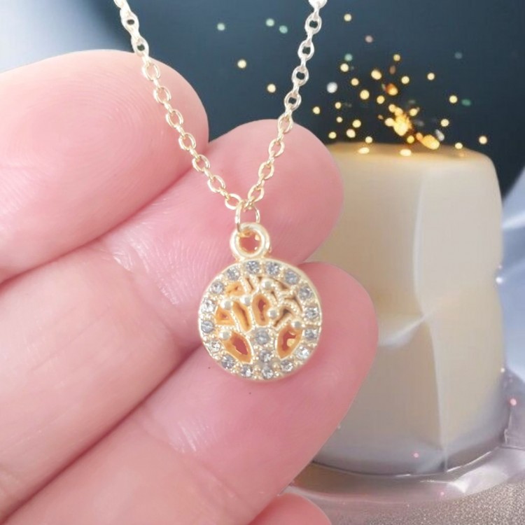 Hayat Ağacı Figürlü Zirkon Taşlı Kolye, Kararmaz Gold Kaplama | Toptan Bijuteri Kolye Hayat Ağacı Figürlü Zirkon Taşlı Kolye, Kararmaz Gold Kaplama | Toptan Bijuteri Kolye