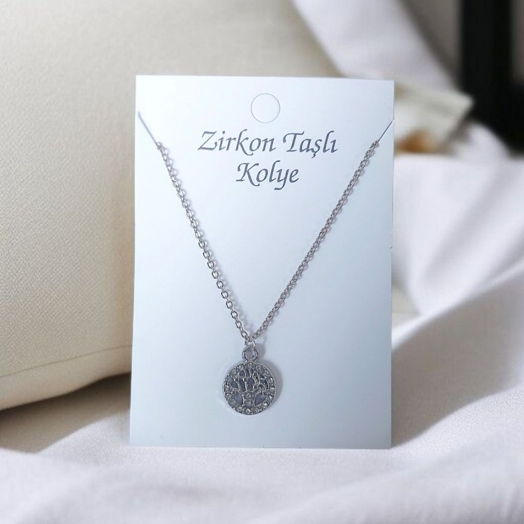 Hayat Ağacı Figürlü Zirkon Taşlı Kolye, Kararmaz Gümüş Kaplama | Toptan Bijuteri Kolye Hayat Ağacı Figürlü Zirkon Taşlı Kolye, Kararmaz Gümüş Kaplama | Toptan Bijuteri Kolye