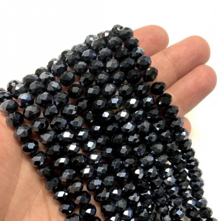 Kristal Boncuk 8 mm Antrasir  Rebk | Toptan Takı Malzemesi ve Boncuk Satışı