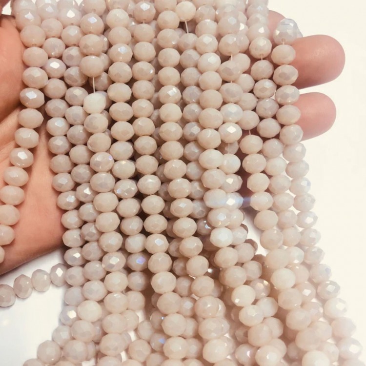 Krem Renk Kristal Boncuk 8 mm