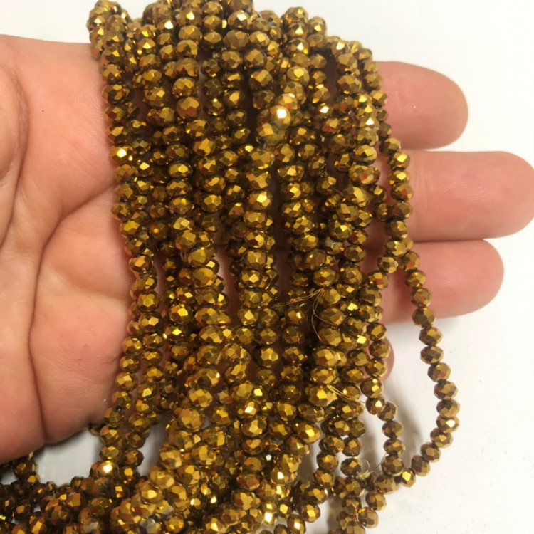 Gold Renk 4mm Kristal Boncuk Gold Renk 4mm Kristal Boncuk