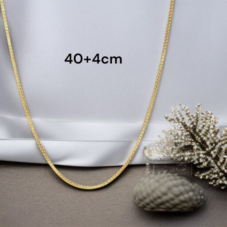 Toptan Altın Kaplama Çelik Küp Zincir Kolye – 1.4 mm Kalınlık, 40+4 cm Ayarlanabilir Uzunluk Toptan Altın Kaplama Çelik Küp Zincir Kolye – 1.4 mm Kalınlık, 40+4 cm Ayarlanabilir Uzunluk